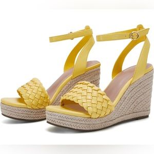 Coutgo Womens Wedge Platform Sandals Espadrilles Sz 8.5 Yellow NEW